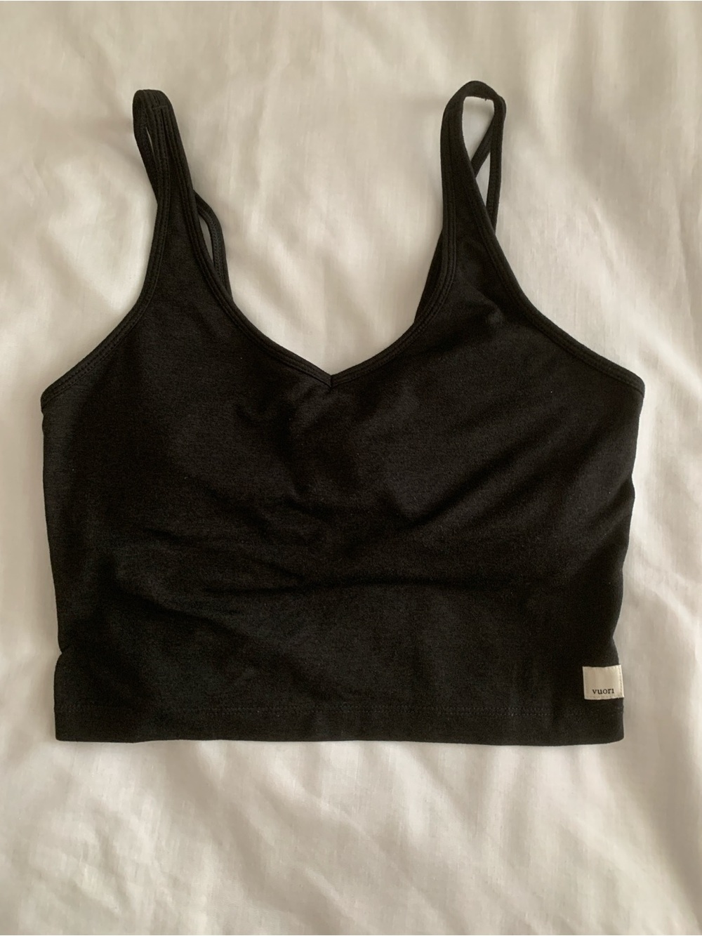 Vuori Halo Performance Crop Tank Top - Black EUC